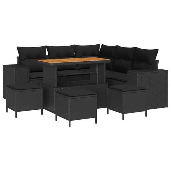 Maison Exclusive - 9-delars trädgårdsoff-set 8-sits svart Svart