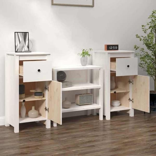Maison Exclusive - Bufféer 2 st vit 40x35x80 cm massiv furu Vit