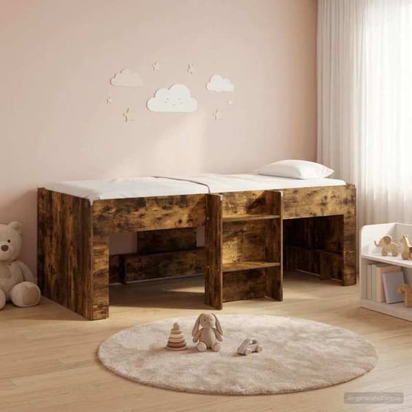 Maison Exclusive - Hög Sängram för Barn i Rökig Ek 75 x 190 cm