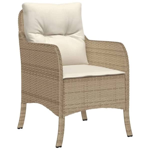 Maison Exclusive - Trädgårdsset med matbord och kuddar 7 delar beige polyrotting