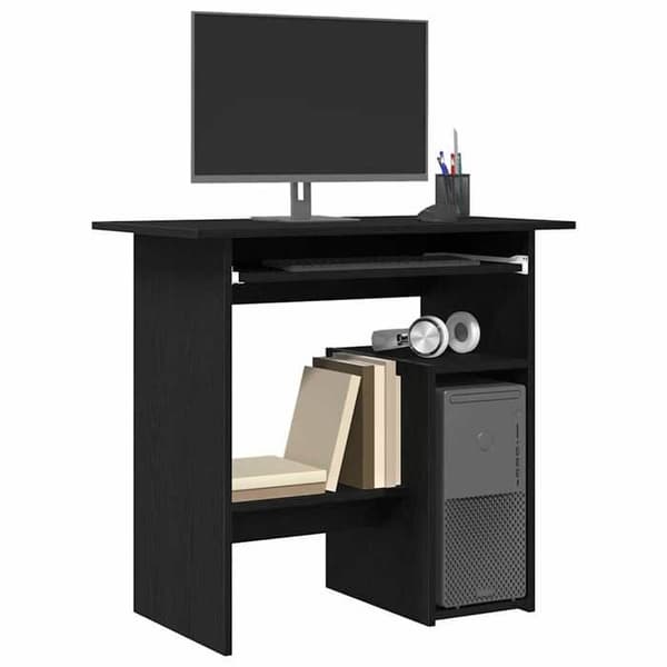 Maison Exclusive - Kontor i sort egetræ 80x45x74 cm ingeniørtræ svart ek