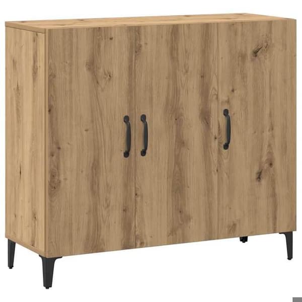 Maison Exclusive - Buffet i egetræ, håndlavet 90x34x80 cm, ingeniørtræ