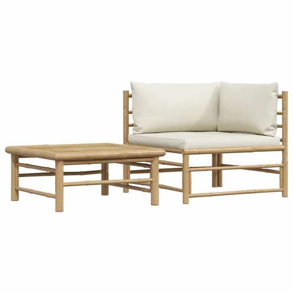 Maison Exclusive - Havegruppe 2 stk med cremehvide puder Bambus