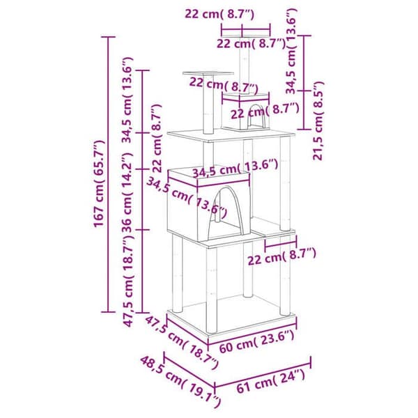 Maison Exclusive - Kattekradsetræ med sisal kløer Lys grå 167 cm ljusgrått