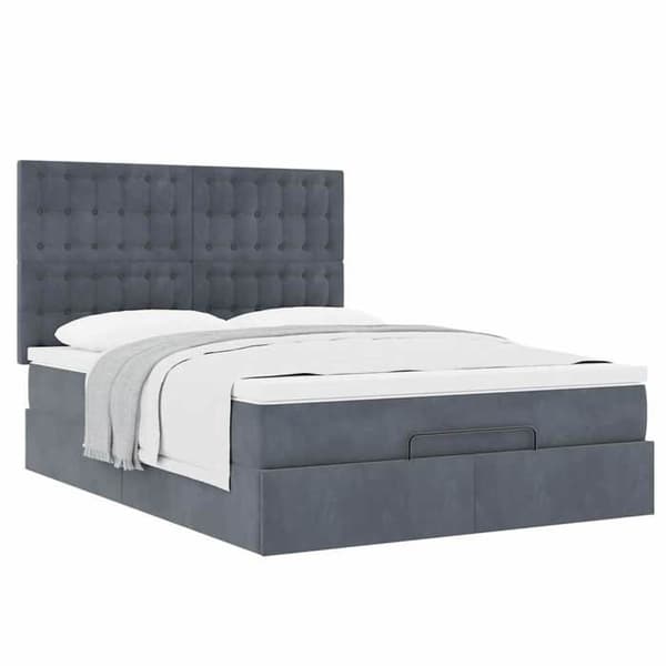 Maison Exclusive - Ottoman-seng med mørkegrå madras 140x190 cm i velour Mörkgrå