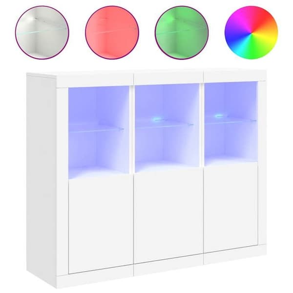 Maison Exclusive - Bufféer med LED-lampor 3 st vit ingenjörsträ