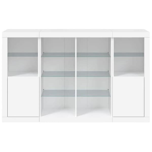 Maison Exclusive - Buffet med LED-lys 3 stk hvidt ingeniørtræ