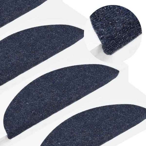 Maison Exclusive - Selvklæbende trappetæpper 10 stk. 56 x 17 x 3 cm Blå Halvcirkel Blå
