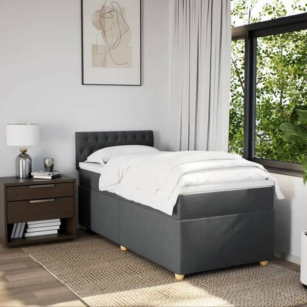 Maison Exclusive - Sänkyperä ja tummanharmaa patja 90x190 cm Kangas