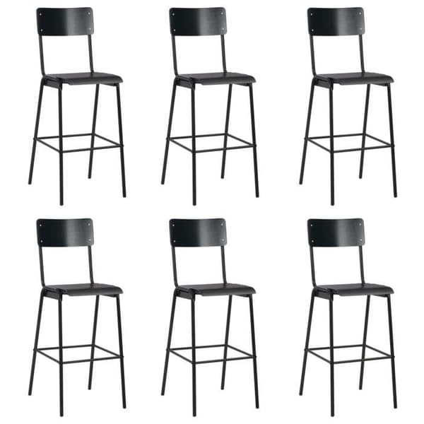 Maison Exclusive - Barstole sæt af 6 sort krydsfiner og stål