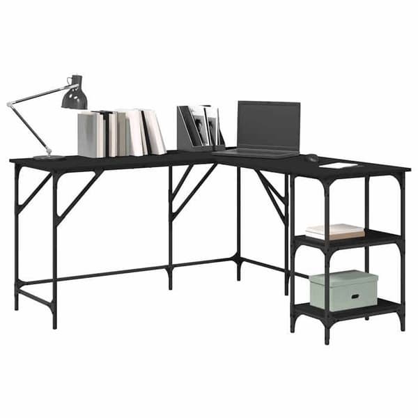 Maison Exclusive - Sort skrivebord 139x139x75 cm ingeniørtræ