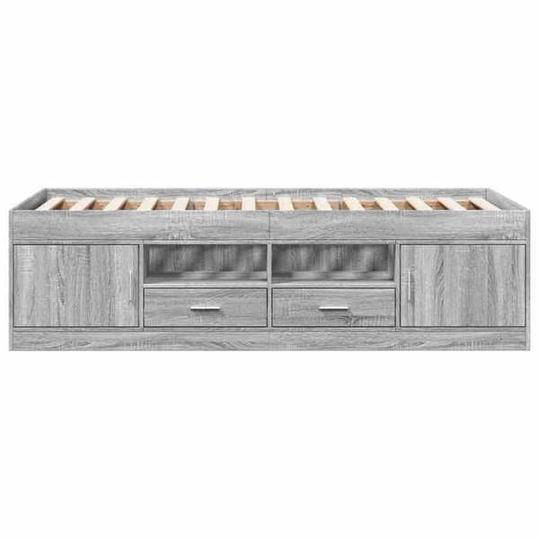 Sengestel - EKSKLUSIV HUS - Sonoma grå - 80 x 200 cm - Med skuffer - Ingeniørtræ Sonoma grå