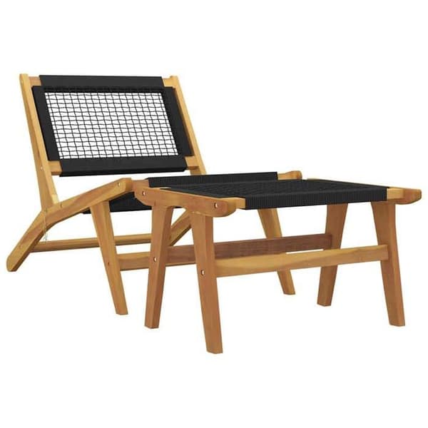 Maison Exclusive - Trädgårdsstol och fotpall i solid teak och polyester