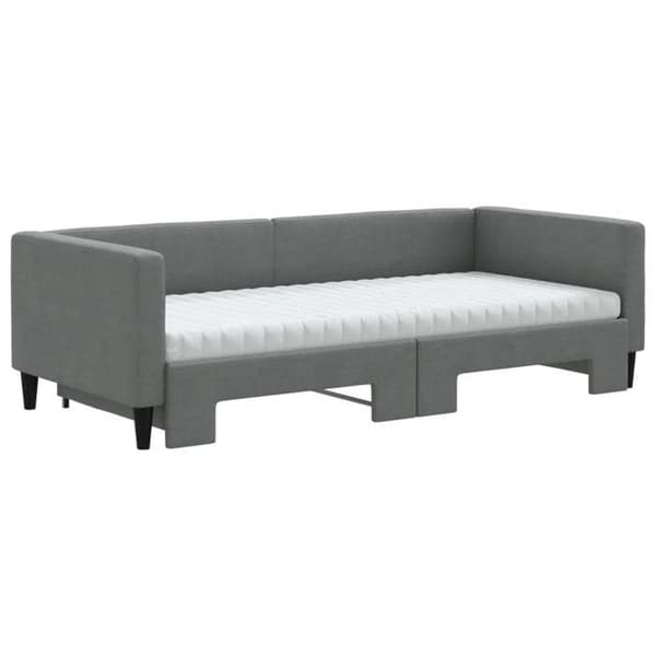 Maison Exclusive - Senge med udtræk og mørkegrå madras 90x200 cm stof