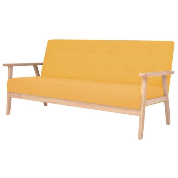 3-sitssoffa - Maison Exclusive - Gul polyester tyg - Klädd - Ram av massivt trä Gul
