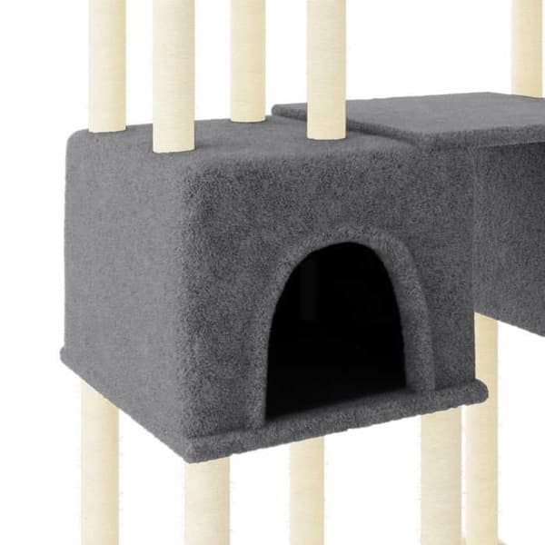 Kattträd - Exklusivt hus - 199 cm - Mörkgrå - 6 hus, sisalpålar Mörkgrå