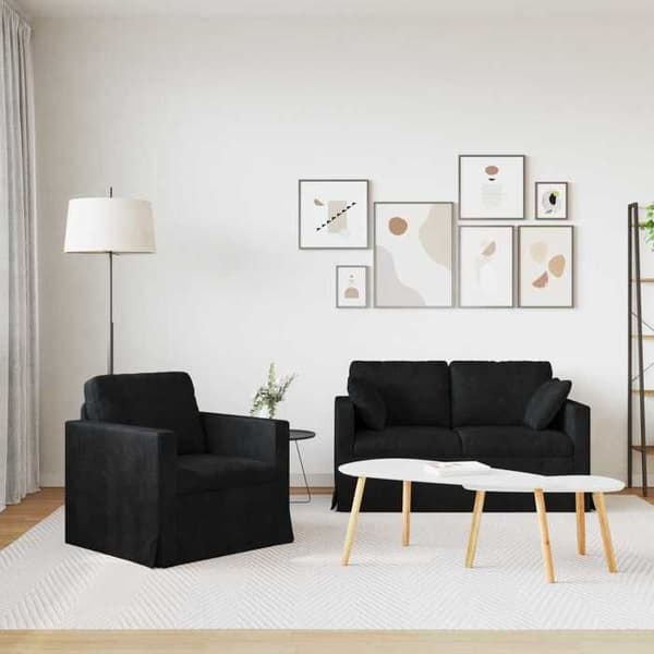 Maison Exclusive - 2-delars Soffgrupp i Svart Sammet