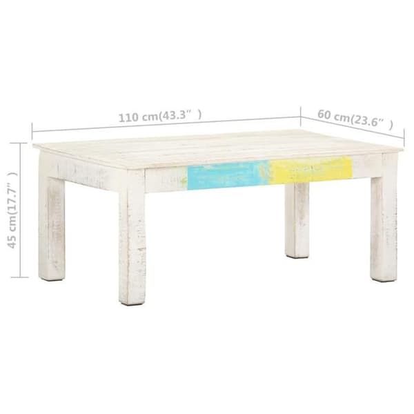Bord - EKSKLUSIV HUS - 110x60x45 cm - Massivt mangotræ - Kalkhvid - Rektangulær Vit (kalkvit)