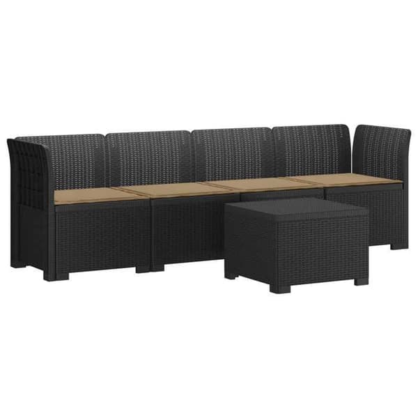 Maison Exclusive - Trädgårdsoffa 4 platser med kuddar i rottlook PP