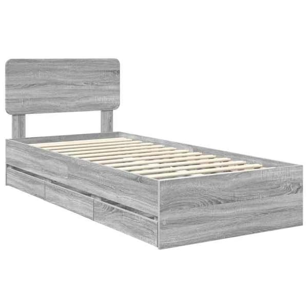 Maison Exclusive - Sängram Grå Sonoma 90 x 200 cm Ingenjörsträ Gris Sonoma