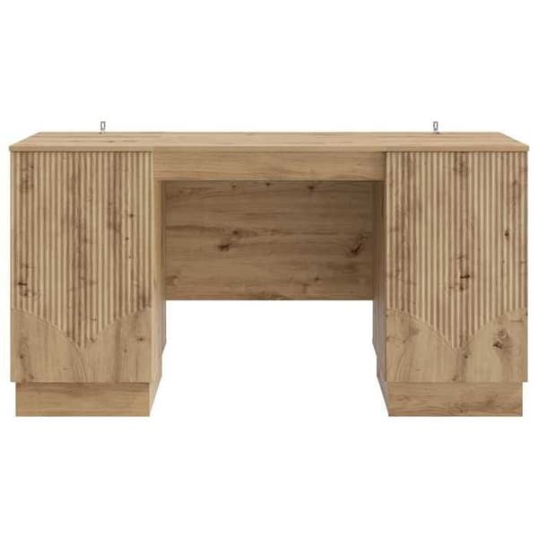 Maison Exclusive - Håndlavet egetræskontor 142,5 x 50 x 75 cm Ingeniørtræ Ek (träeffekt)
