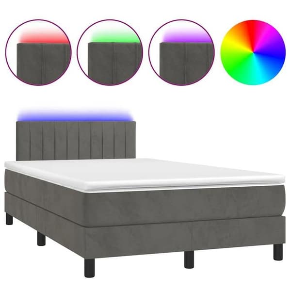 Maison Exclusive - Lamelsiftnet seng med mørkegrå LED-madras 120x190 cm