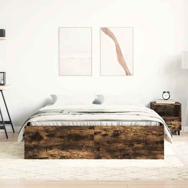 Sengestel - EKSKLUSIV HUS - 120x200 cm - Røget eg - 6 rum - Lamelseng Rökt ek