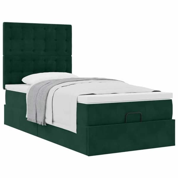 Maison Exclusive - Sultan sängram med mörkgrön madrass 90x200 cm sammet mörkgrön