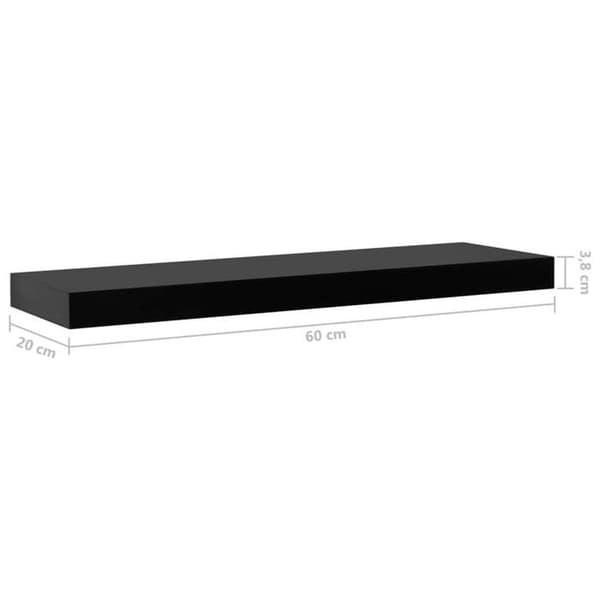 Væghængte hylder - EKSKLUSIV HUS - 2 stk 60×20×3,8 cm - Sort - MDF - Usynlig montering Svart