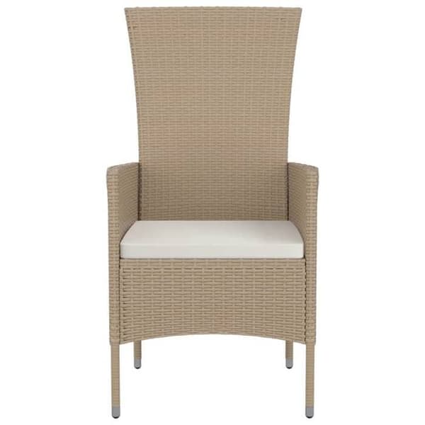 Trädgårdsstolar - EXKLUSIVT HEM - Set om 4 - Flätad resin - Stålram - Polstrade kuddar beige