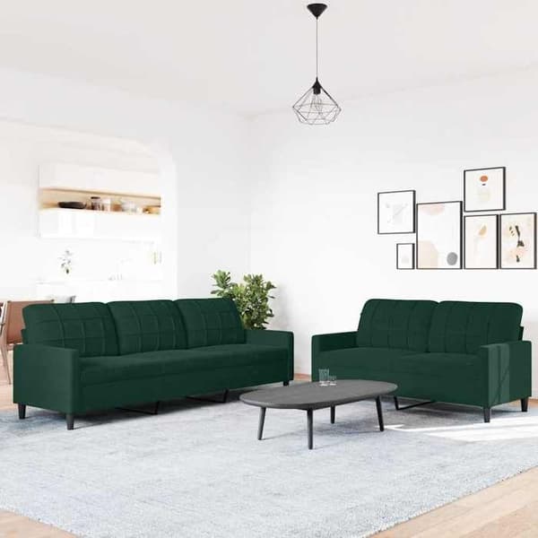 Maison Exclusive - 2-delat soffset med kuddar Mörkgrön Sammet Mörkgrön