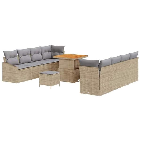 Trädgårdsmöbler - EXKLUSIVT HEM - Modulär - Beige - 11 delar - Poly rattan & stålram beige