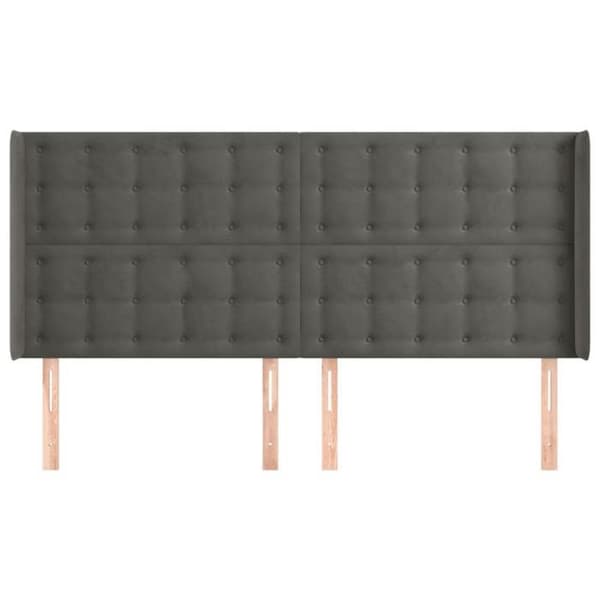 Maison Exclusive - Päätylevy korvilla Tummanharmaa 183x16x118/128 cm Sametti mörkgrå