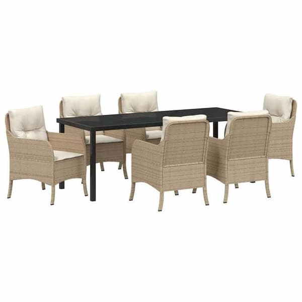 Maison Exclusive - 7 pc spisestue sæt til haven i beige polyrotin beige