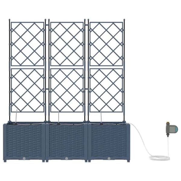 Jardinière - EXKLUSIVT HUS - 3 delar - Grå - 120 x 40 x 142 cm - Väderbeständig PP Grå