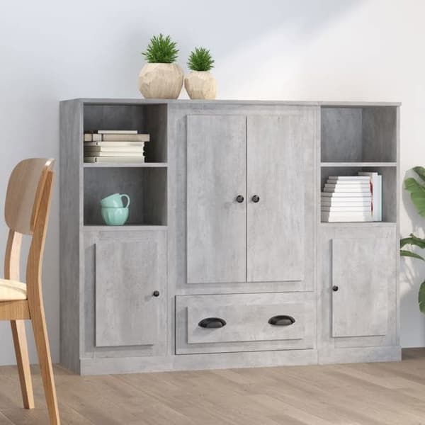 Maison Exclusive - Bufféer 3 st grå betong ingenjörsträ