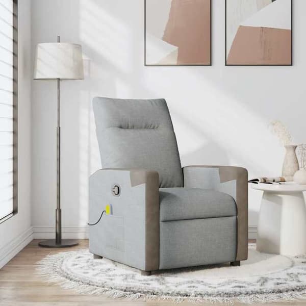 Maison Exclusive - Lænestol med massagefunktion, grå stof, justerbar Ljusgrått