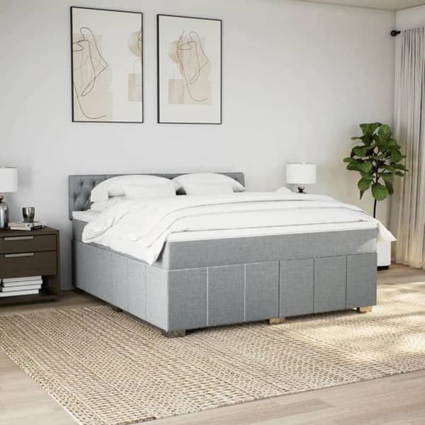 Senge ramme med madras - 180x200cm - Lys grå - Pocketfjedre - Tilpassede LED-lys