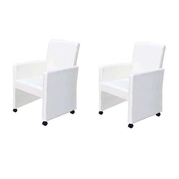 Maison Exclusive - Matstolar set om 2 vit konstläder