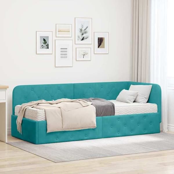 Maison Exclusive - Turquoise hörnsängram 80 x 200 cm Sammet Turkos