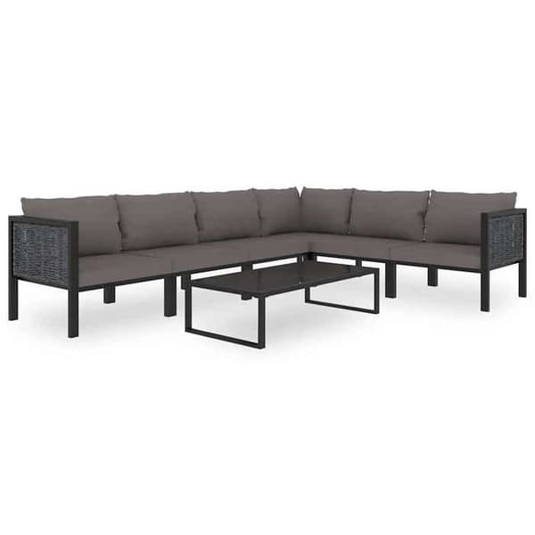 Vinkelsoffa sektionell - EXKLUSIV HEM - Vänster armstöd - Flätad resin - Aluminiumram - Modulär