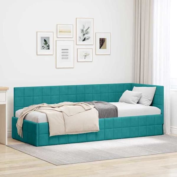 Maison Exclusive - Vinkel sengestel Turquoise 80 cm x 200 cm Velour