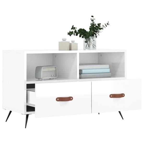 Maison Exclusive - TV-möbel Vit glans 80x36x50 cm Ingenjörsträ