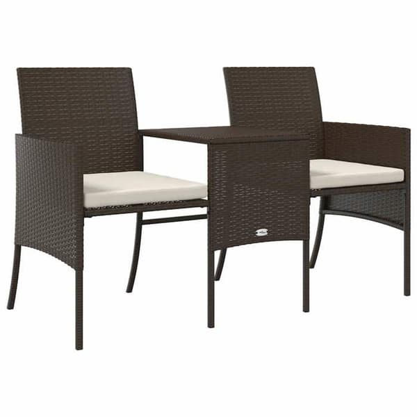 Maison Exclusive - Trädgårdssoffa, tebord och pallar i flätad resin, Brun brun
