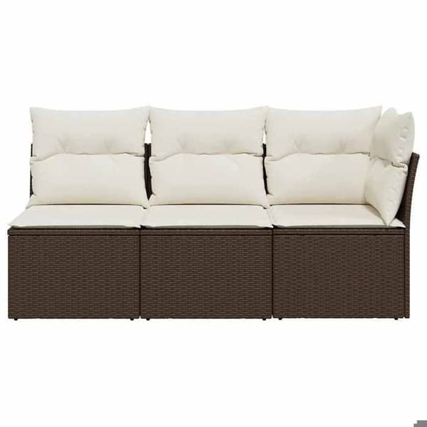 Maison Exclusive - Trädgårdsoffa med kuddar 3 platser brun flätad resin