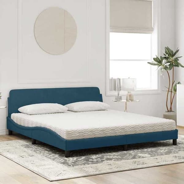 Maison Exclusive - Säng med Dover blå madrass 180x200 cm sammet