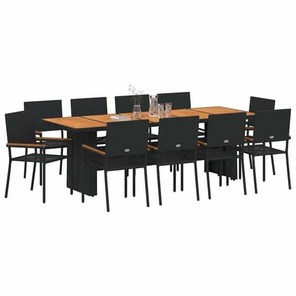 Maison Exclusive - 11 pc have spisebordssæt i sort polyrotin Svart