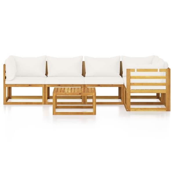 Maison Exclusive - Trädgårdsmöbler 6 delar med kuddar Creme Solid akaciaträ