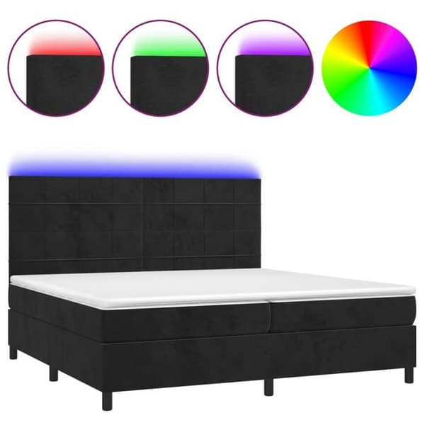 Maison Exclusive - Sängyn lempityyny, patja ja LED Musta 200x200 cm Sametti