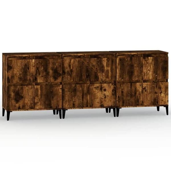 Maison Exclusive - Bufféer 3 st rökig ek 60x35x70 cm ingenjörsträ